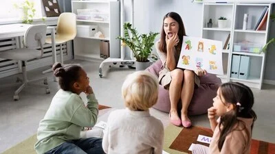 Image illustrating Inclusive Learning at a child development school in Greater Noida, where children with special needs engage in personalized education in a supportive and diverse classroom environment.